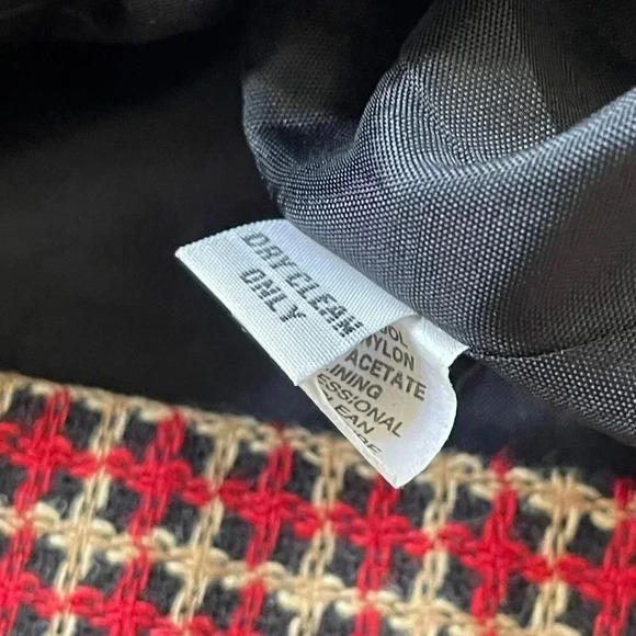 VTG Alfred Dunner Gingham Blazer Jacket Red Petite10 Wool Preppy Career Academia - Picture 9 of 14